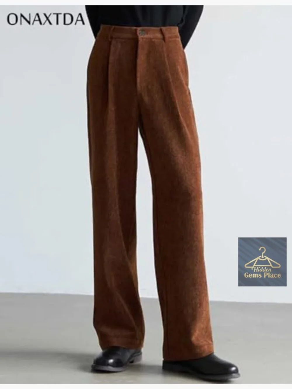 Men's Corduroy Dress Pants Straight Leg Flat Front Trousers Business Casual